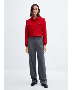 Mango Crop Tweed Jacket - Red