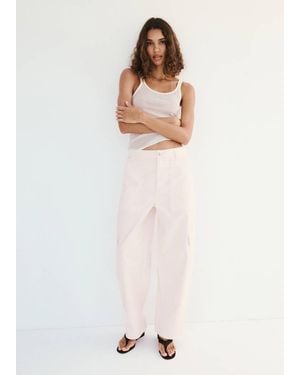 Mango Pocket Cargo Jeans Pastel - White