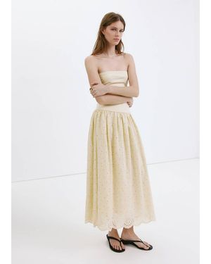 Mango Strapless Dress With Broderie Anglaise Embroidery - White