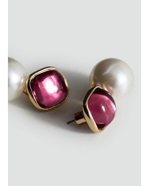 Mango Combined Pearl Drop Earrings - Pink