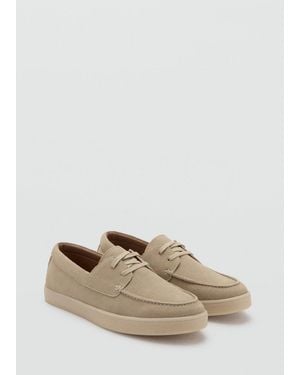 Mango Suede Leather Lace-Up Shoe - Natural