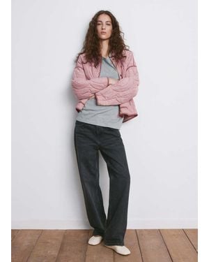 Mango Contrast Piping Quilted Jacket - Pink