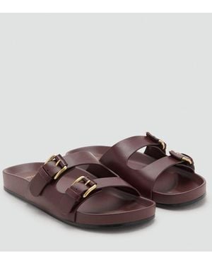 Mango Buckle Flat Sandals - Brown