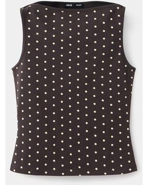 Mango Top Avvitato Pois Marrone - Nero