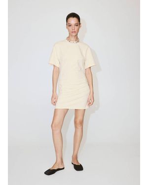 Mango Baumwollkleid Mit Seitlichen Raffungen - Natur