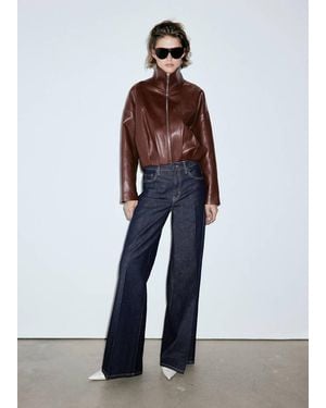Mango High-Waist-Jeans Mit Weitem Bein - Weiß
