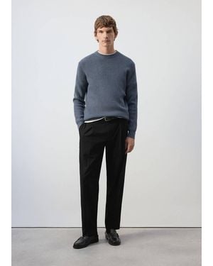 Mango Herringbone Knit Jumper - Blue