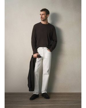 Mango T-Shirt Aus Baumwoll-Kaschmir-Mix, Regular Fit - Braun