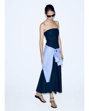 Mango Strapless Denim Dress Open - Blue