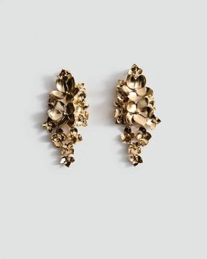 Mango Flower Pendant Earrings - White