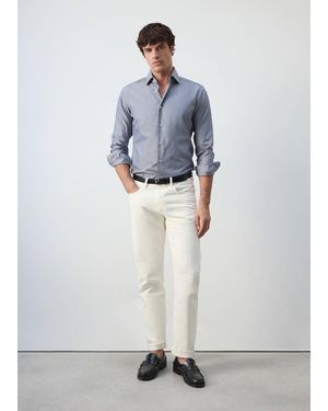 Mango Slim Fit-Streifenhemd Aus 100 Baumwolle - Weiß