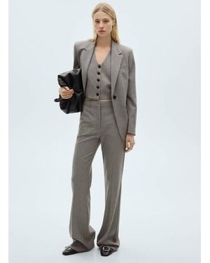 Mango Cropped Suit Waistcoat - Gray