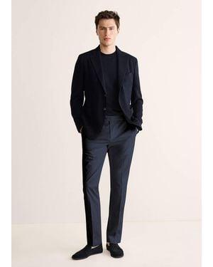 Mango Slim-Fit Cotton Trousers - Blue