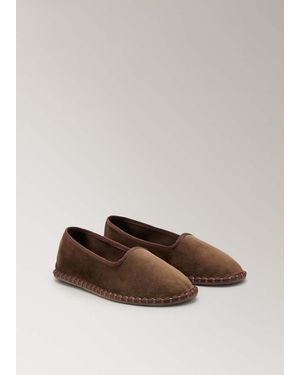 Mango Scarpe Velluto Marrone - Blu