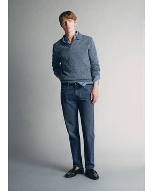 Mango Pullover Polo 100% Filato Pinori Filati Indaco - Blu