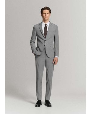 Mango Stretch Fabric Super Slim-Fit Suit Trousers - Grey