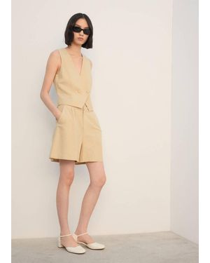 Mango Straight-Cut Linen Blend Shorts - Natural