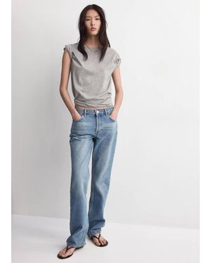 Mango Straight Low-Waist Jeans - Blue