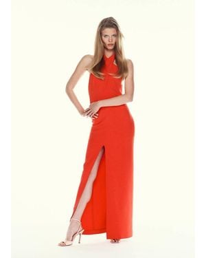 Mango Crossed Halter Dress With Opening - Red