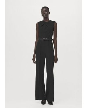 Mango Jumpsuit With Draped Detail Belt - Black
