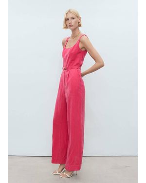 Mango Long Lyocell Jumpsuit With Belt - Pink