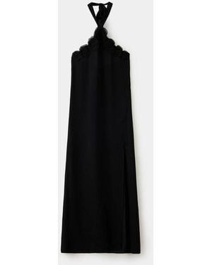 Mango Chiffon Halter Dress - Black