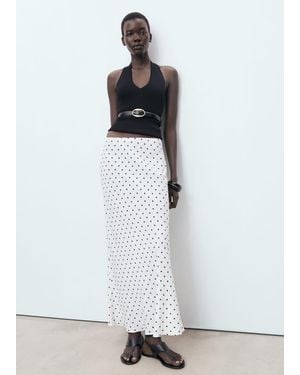 Mango Long Polka-Dot Skirt - White