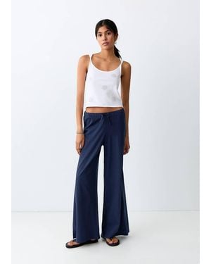 MANGO TEEN 100% Straight-Fit Cotton Trousers - Blue