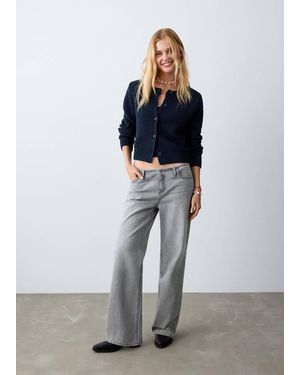 MANGO TEEN Knitted Button Cardigan - Grey
