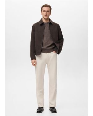 Mango Jean Moby Straight-Fit Écru - Noir