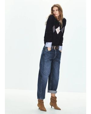 Mango Jeans Balloon Crop Blu Scuro