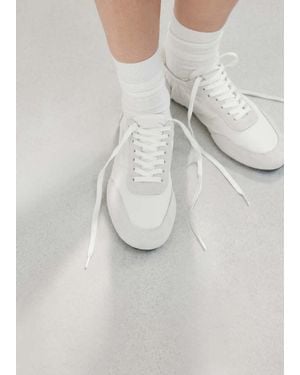 Mango Geschnürte Ledersneaker - Weiß