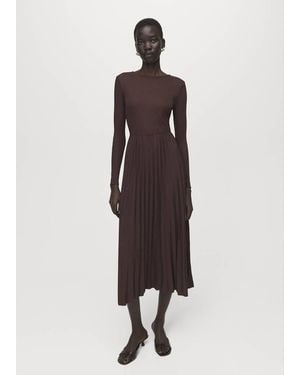 Mango Flared Midi-Dress With Belt - Brown