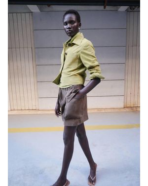 Mango Suede Jacket With Buttons - Gray