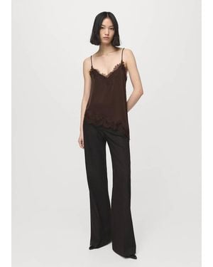 Mango Asymmetric Lace Camisole Top - Multicolour