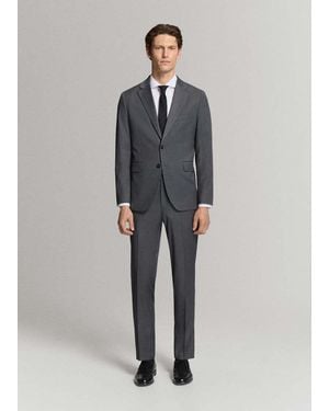 Mango 100% Cotton Regular Fit Suit Shirt - Grey