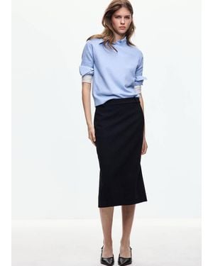 Mango Short-Sleeved Knitted Sweater - Blue