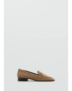 Mango Suede Moccasins With Buckle - White
