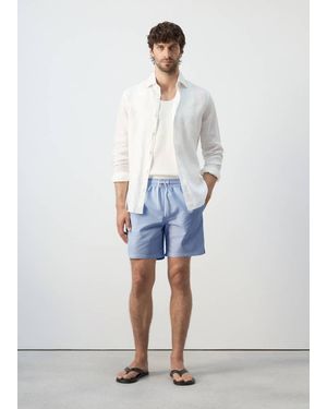 Mango Seersucker Swimming Trunks - Blue