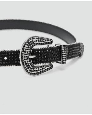 MANGO TEEN Rhinestone Belt - Black