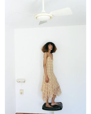 Mango Check Asymmetrical Dress - White