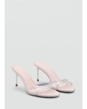 Mango Heeled Sandals With Rhinestone Straps - Pink
