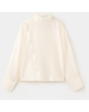 Mango Lyocell Funnel-Neck Blouse - White