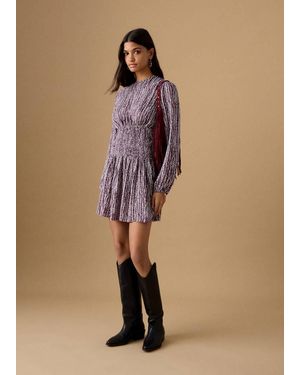 MANGO TEEN Lurex Cut-Out Print Dress - Natural