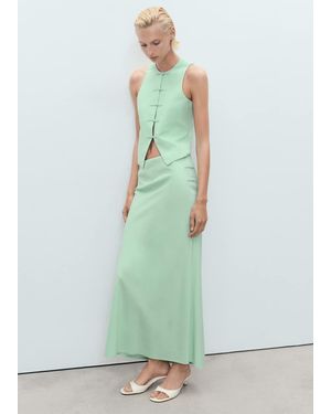 Mango Gilet Completo Misto Lino Verde Pastello