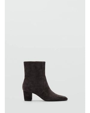 Mango Suede Ankle Boots With Block Heel - Black