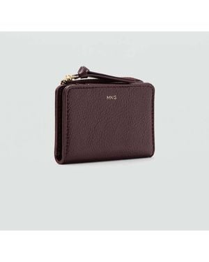 Mango Small Faux-Leather Wallet - Purple