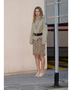 Mango Animal-Print Midi-Skirt - Grey