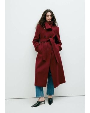 Mango Manteco Wool Coat With Funnel Neck - Red