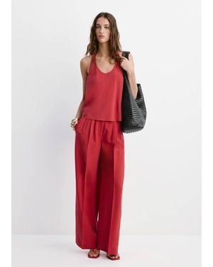 Mango Straight Lyocell Trousers - Red